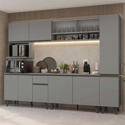 Armário de Cozinha Completa Nice Madesa 02 10 Portas 1 Gaveta MDF 280 cm Cinza