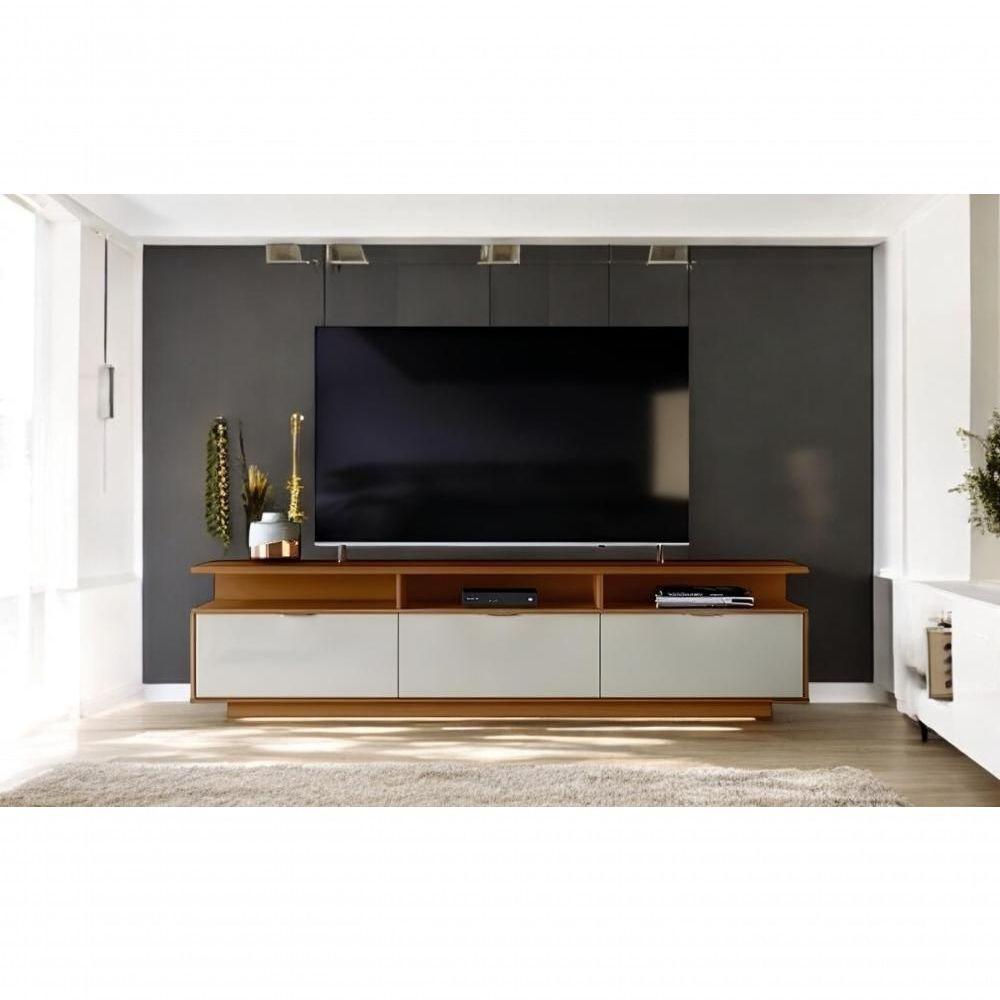 Bancada Marrocos Com 3 Portas Suporte Para Tvs Até 75 - Jequitiba-off White Perolizado - 1