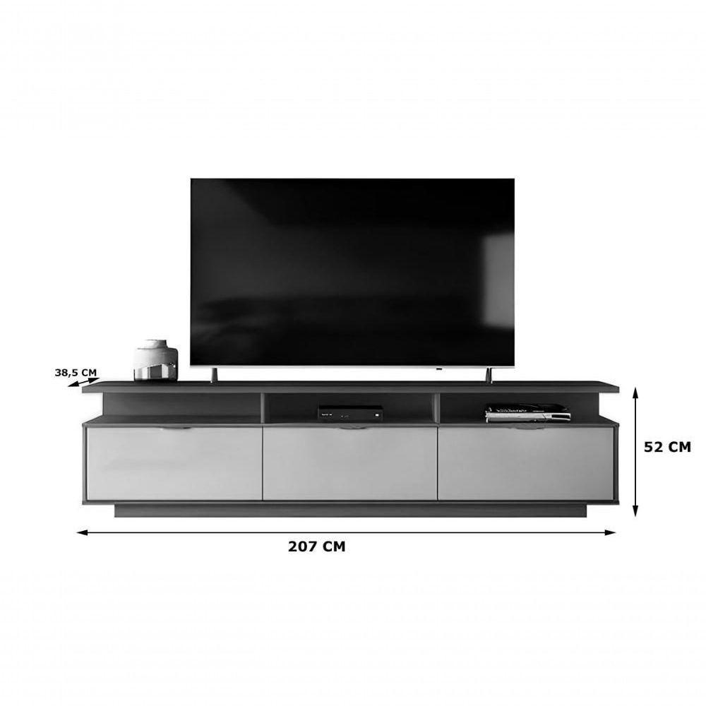 Bancada Marrocos Com 3 Portas Suporte Para Tvs Até 75 - Jequitiba-off White Perolizado - 4