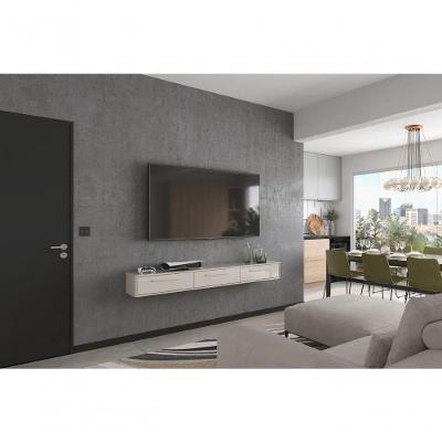 Bancada Suspensa Bali 1.9 Suporte P- Decoração E Eletrônicos Com Gaveteiro - Off White Perolizado
