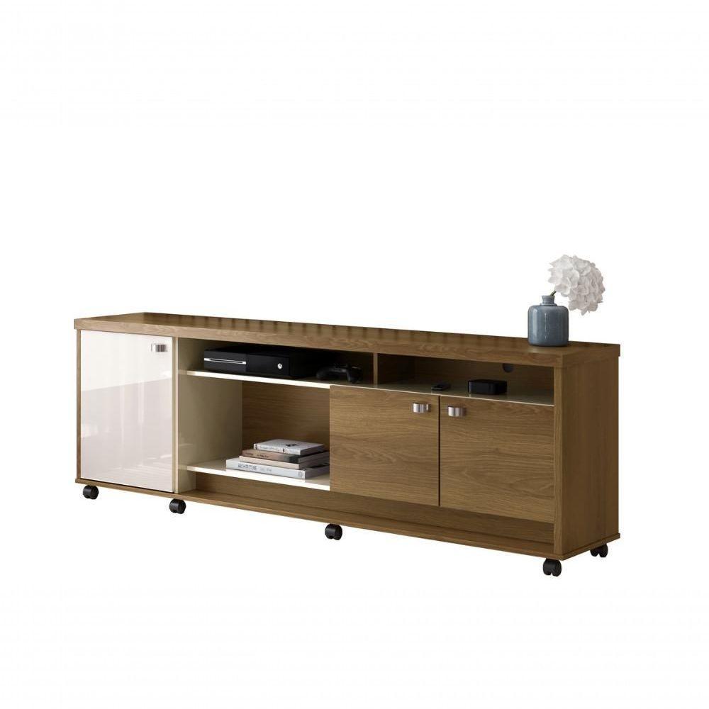 Bancada Dallas Suporte Para Tvs C- 3 Portas E Nichos - Imbuia-off White Perolizado - 2