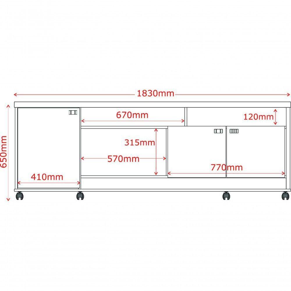 Bancada Dallas Suporte Para Tvs C- 3 Portas E Nichos - Imbuia-off White Perolizado - 5