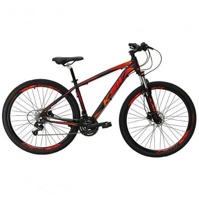 Bicicleta Aro 29 Ksw Xlt 21 Marchas Shimano E Freios A Disco - 17 Preto-laranja E Vermelho