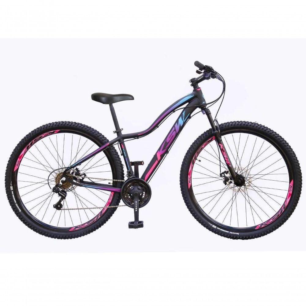 Bicicleta Aro 29 Ksw 27v Alivio, Freio Hidraulico, Trava E K7 - 17 Preto-rosa E Azul - 1