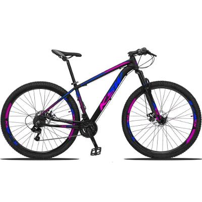 Bicicleta Aro 29 Ksw Alum 27 Vel Freio Disco Hidráulico - 17 Preto-azul E Rosa