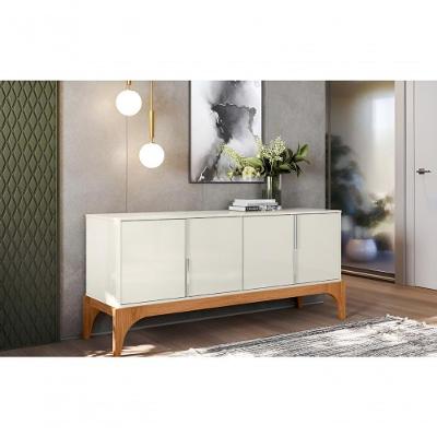Buffet Amalf Suporte P- Decoração 4 Portas Para Itens - Off White Perolizado-jequitiba