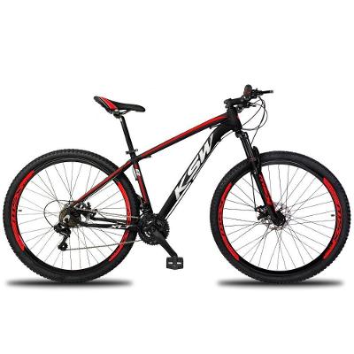 Bicicleta Aro 29 Ksw Xlt 21 Marchas Shimano E Freios A Disco - 19 Preto-vermelho E Branco