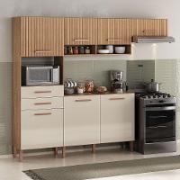 Cozinha Balcão Fortaleza 4245r 7 Portas 2 Gavetas Atualle Canelato 3d E Natura Off White - 1