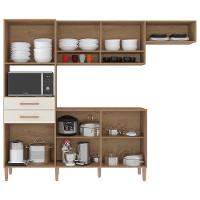 Cozinha Balcão Fortaleza 4245r 7 Portas 2 Gavetas Atualle Canelato 3d E Natura Off White - 3