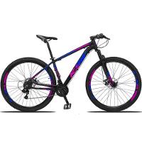Bicicleta Aro 29 Ksw 27v Alivio, Freio Hidraulico, Trava E K7 - 19 Preto-azul E Rosa - 1
