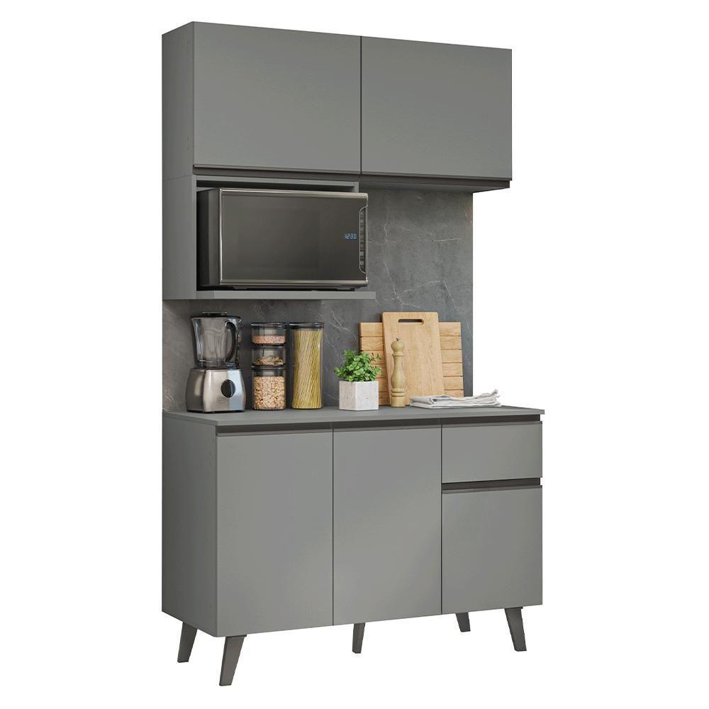 Armário De Cozinha Compacta 120 Cm Cinza Nice Madesa 05 - 2