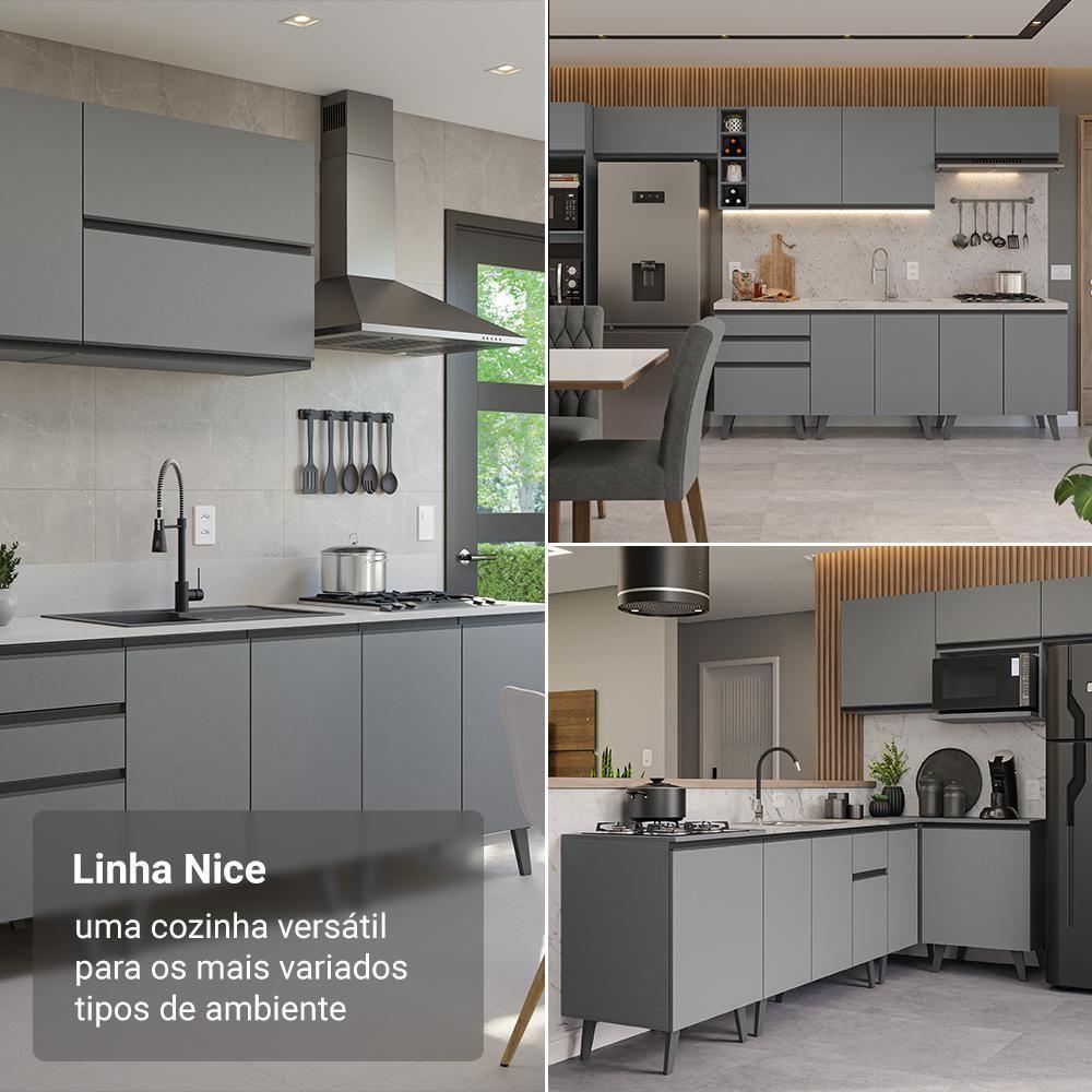 Armário De Cozinha Compacta 120 Cm Cinza Nice Madesa 05 - 5