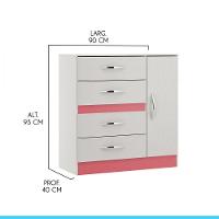 Cômoda Para Quarto Infantil 90x93cm Em Mdp 2009 Menu Móveis Branco E Rosa - 3