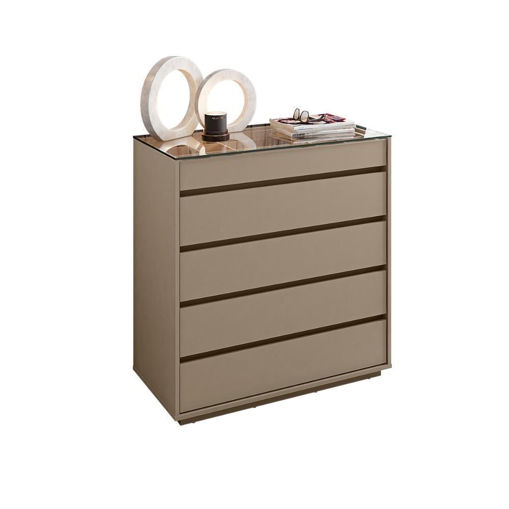 Cômoda Quarto Belize 5 Gavetas E Tampo De Vidro Fendi Fendi - 1