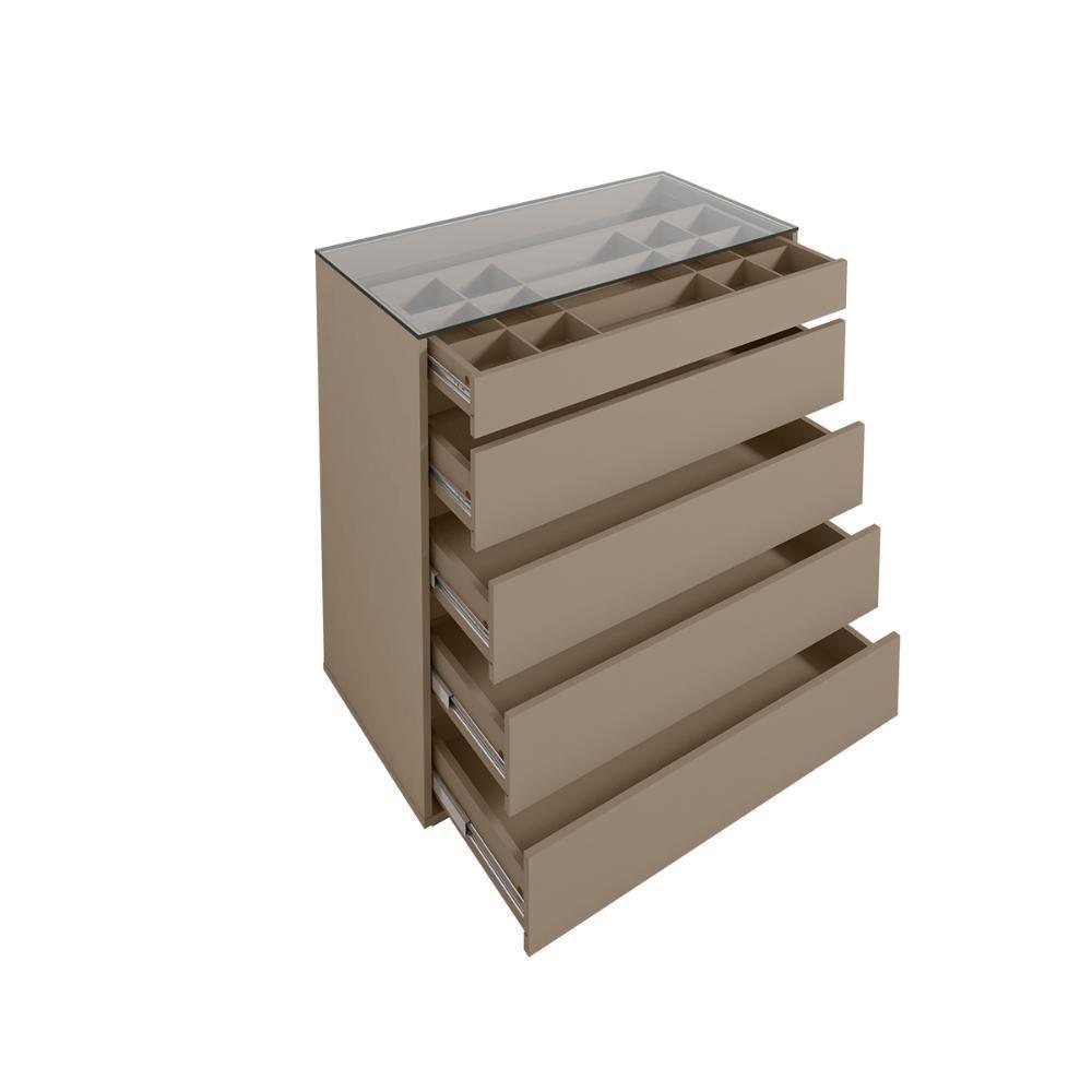 Cômoda Quarto Belize 5 Gavetas E Tampo De Vidro Fendi Fendi - 3