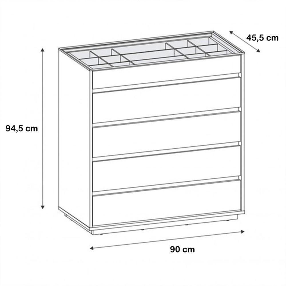 Cômoda Quarto Belize 5 Gavetas E Tampo De Vidro Fendi Fendi - 4