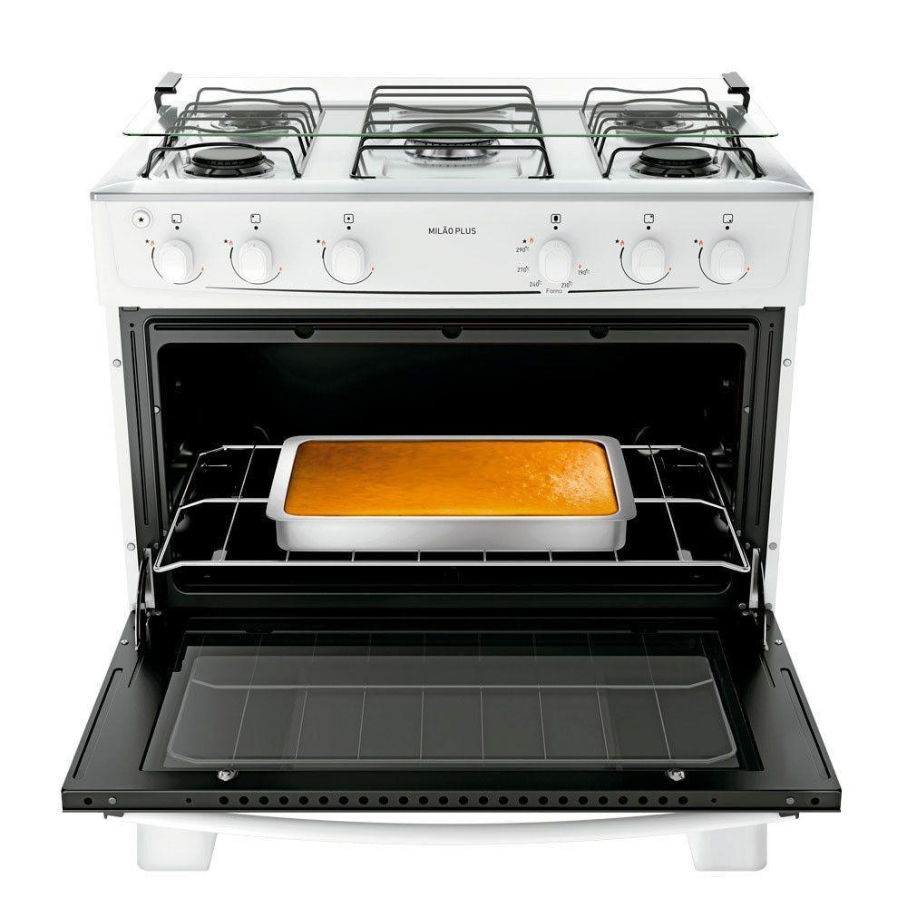 Fogão 5 Bocas Com Mesa Inox Milão Plus 300001772 Atlas Branco Bivolt - 8