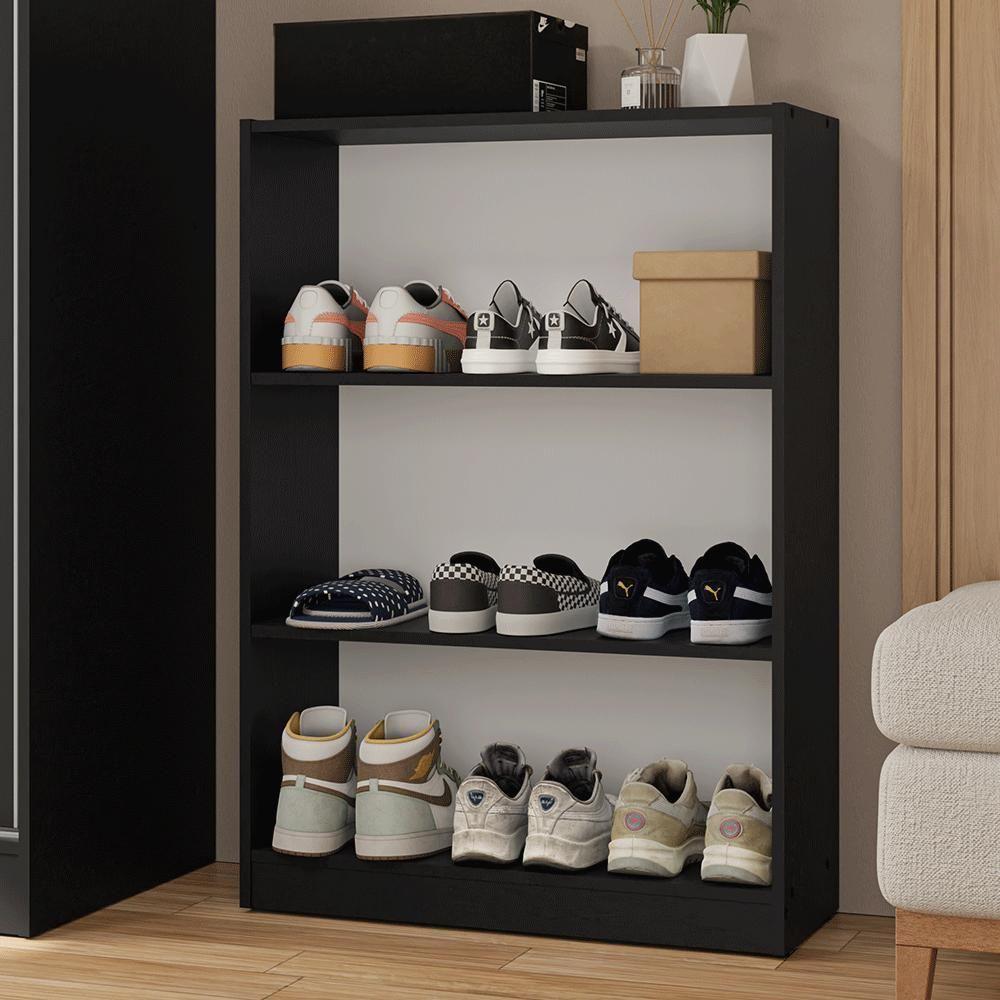 Estante Sapateira 3 Prateleiras Sem Portas Preto Madesa - 1