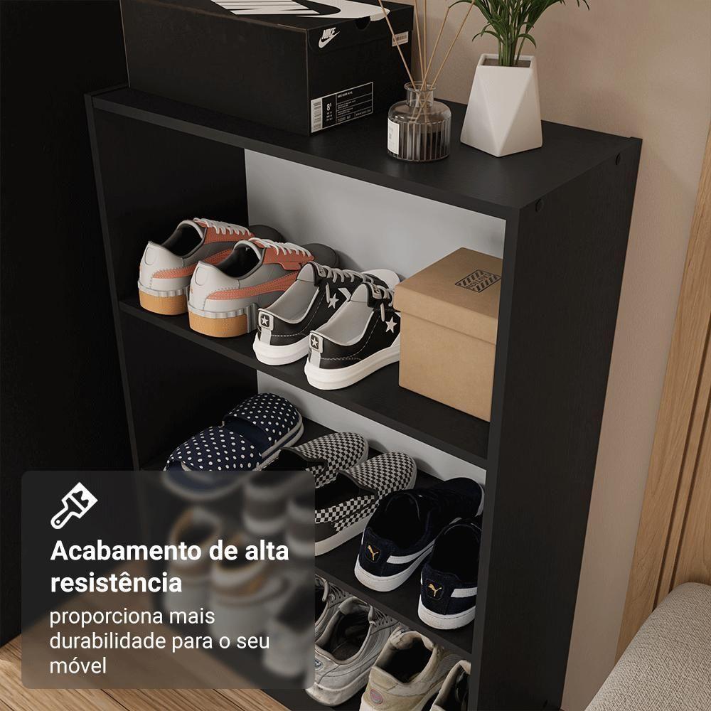 Estante Sapateira 3 Prateleiras Sem Portas Preto Madesa - 7