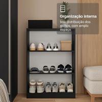 Estante Sapateira 3 Prateleiras Sem Portas Preto Madesa - 6