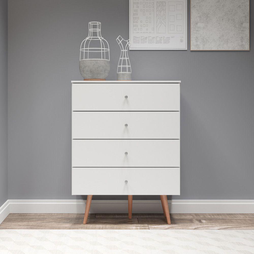 Cômoda Infantil 4 Gavetas 90cm Pés Palito 9020 Menu Móveis Branco - 1