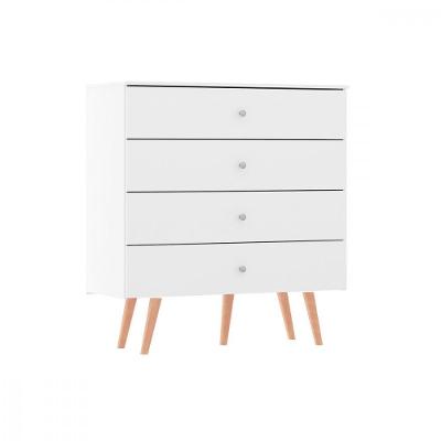 Cômoda Pequena Para Quarto 90cm 4 Gavetas Mdp Menu Móveis Branco
