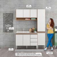 Cozinha Compacta Com Balcão Pia 160x202cm 3 Pçs Menu Móveis Branco - 2