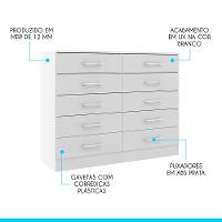 Cômoda 10 Gavetas 117x92x40cm Quarto Mdp 3017 Menu Móveis Branco