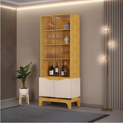 Cristaleira Nice Com 2 Portas De Vidro Dj Moveis Cedro Com Off White