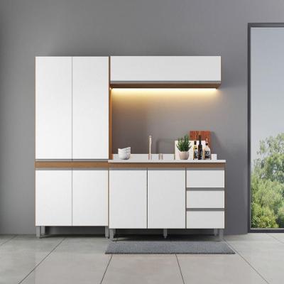 Cozinha Compacta Modulada Sabrina 200x202cm Mdp Menu Móveis Branco Avelã