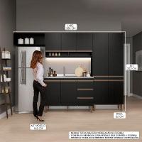 Cozinha Compacta Modulada 280x202cm 4 Peças Mdp Menu Móveis Preto - 2