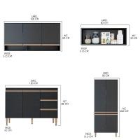 Cozinha Compacta Modulada 280x202cm 4 Peças Mdp Menu Móveis Preto - 3