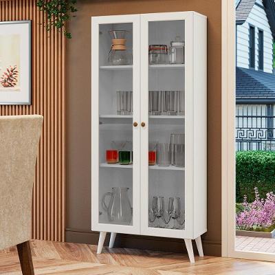 Cristaleira 70 Cm 2 Portas De Vidro Com Pés Cônicos Branco Vik Madesa