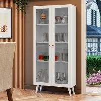 Cristaleira 70 Cm 2 Portas De Vidro Com Pés Cônicos Branco Vik Madesa - 1