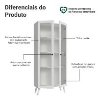 Cristaleira 70 Cm 2 Portas De Vidro Com Pés Cônicos Branco Vik Madesa