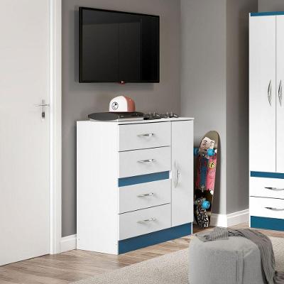 Cômoda Infantil Com 4 Gavetas 90x93cm Mdp 2009 Menu Móveis Branco