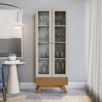 Cristaleira Retrô Marsala 2pts De Vidro E 1gvta Linea Brasil Nature Com Off White