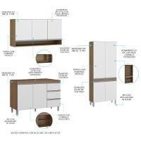 Cozinha 200cm Com Balcão Pia Paneleiro Sabrina Menu Móveis Branco