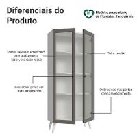 Cristaleira 70 Cm 2 Portas De Vidro Com Pés Cônicos Branco-cinza-branco Vik Madesa