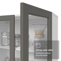 Cristaleira 70 Cm 2 Portas De Vidro Com Pés Cônicos Branco-cinza-branco Vik Madesa - 7