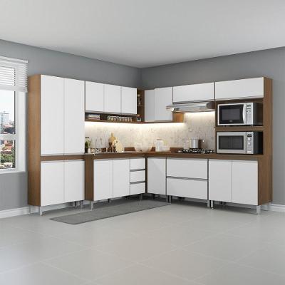 Cozinha De Canto Modulada Com Armário Sabrina Menu Móveis Branco
