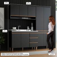 Cozinha Compacta Balcão Pia Sabrina 200x202cm Menu Móveis Preto - 2