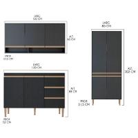 Cozinha Compacta Balcão Pia Sabrina 200x202cm Menu Móveis Preto - 3