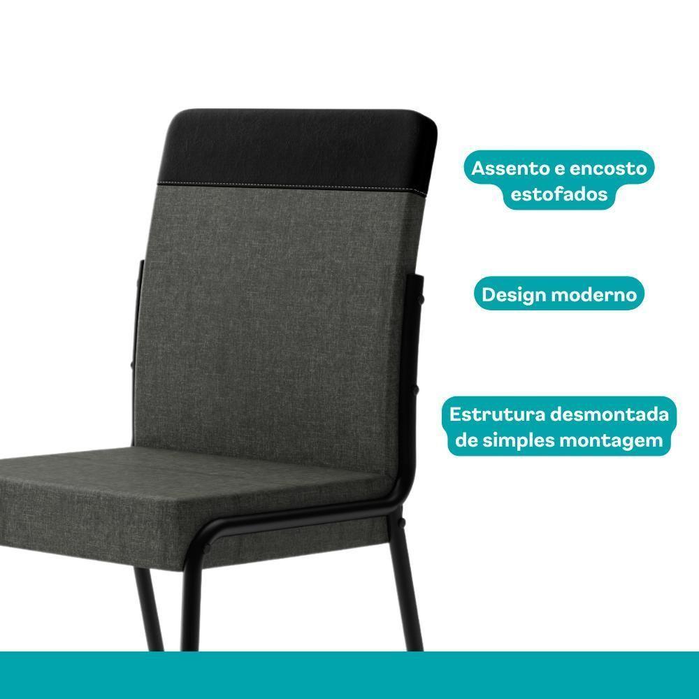 Conjunto 2 Cadeiras De Jantar Duo 1739 Carraro Grafite/preto - 2
