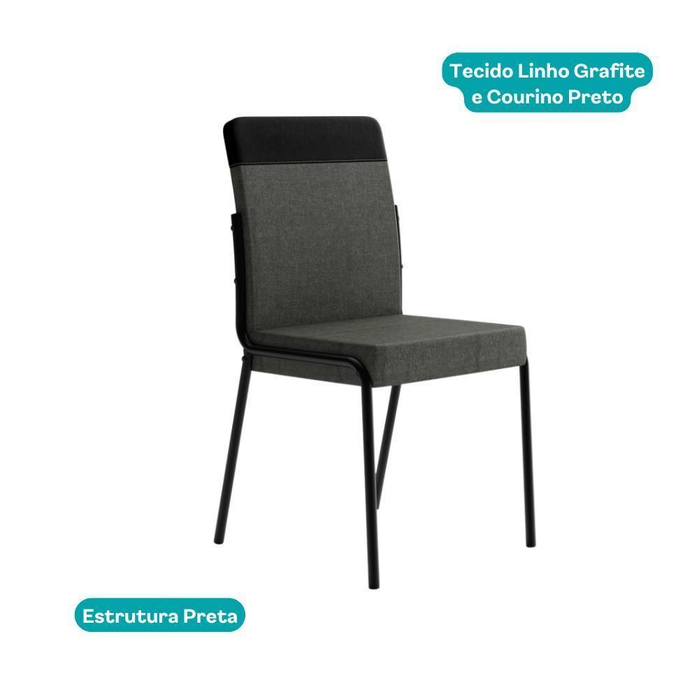 Conjunto 2 Cadeiras De Jantar Duo 1739 Carraro Grafite/preto - 3