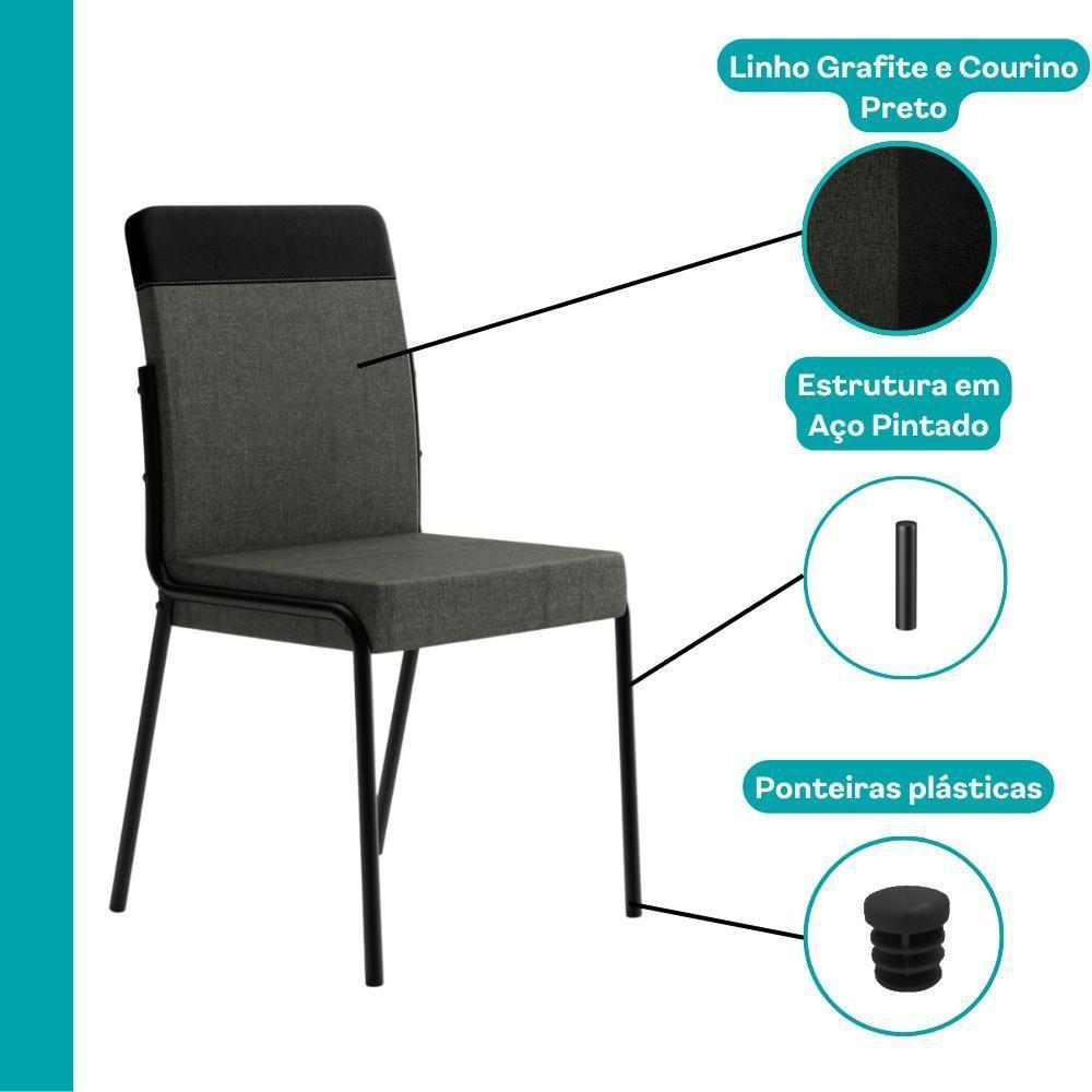 Conjunto 2 Cadeiras De Jantar Duo 1739 Carraro Grafite/preto - 4