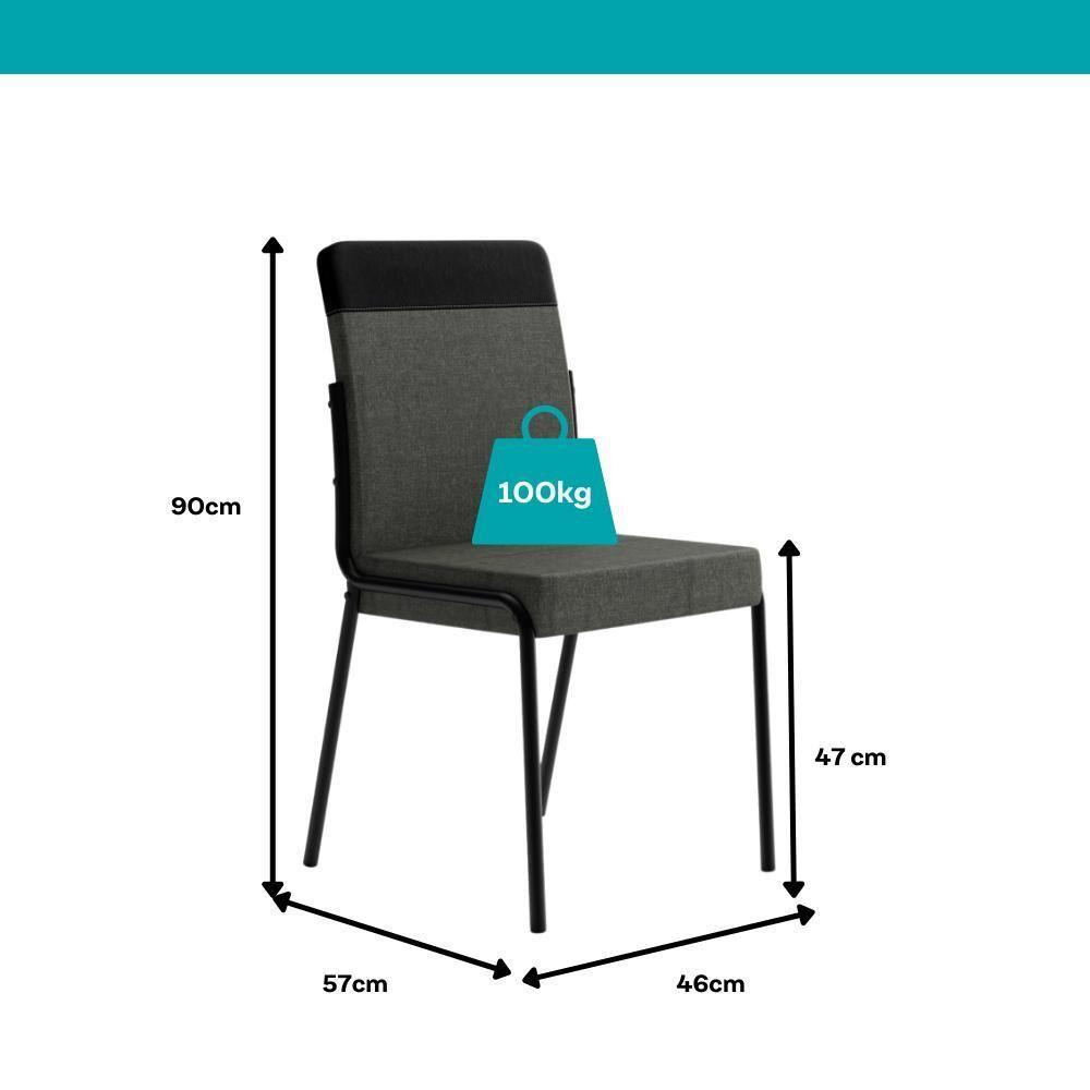 Conjunto 2 Cadeiras De Jantar Duo 1739 Carraro Grafite/preto - 5