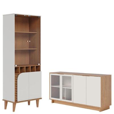 Cristaleira Jurerê Off White Matte Freijó Com Aparador Para Sala Buffet Vitória Freijó Off White – Colibri