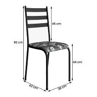Kit 2 Cadeiras 541 Sala Jantar Cozinha Pés Aço Tubular Floral Preto - 3