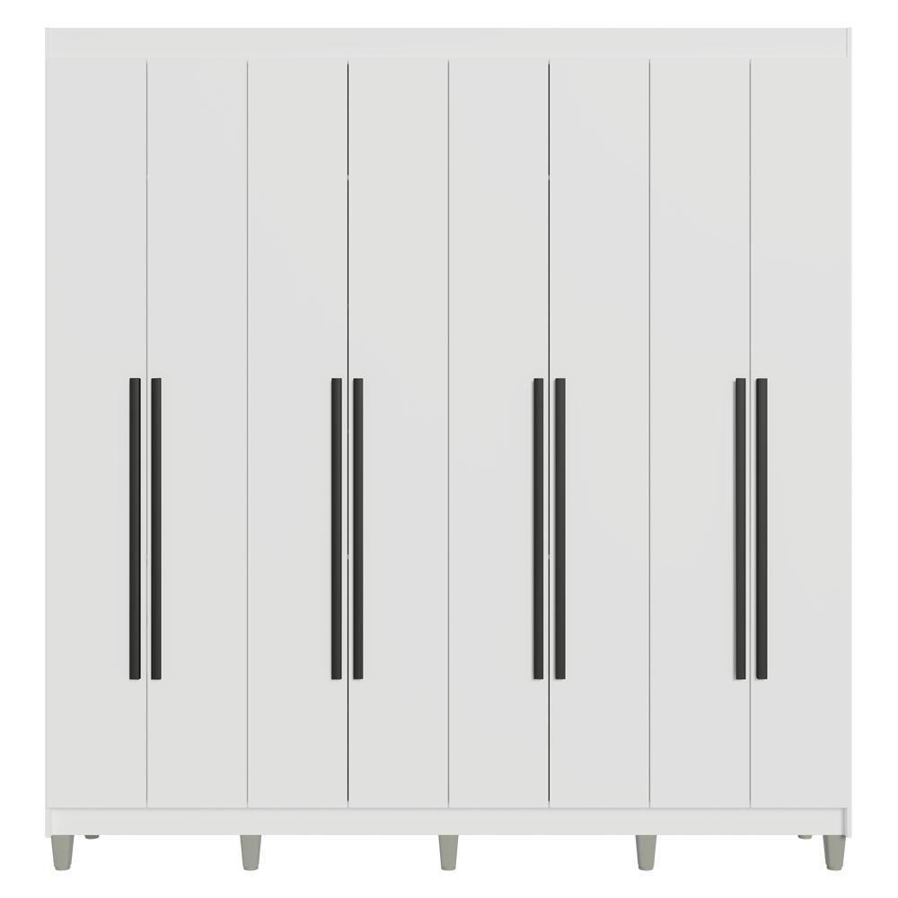Guarda-roupa Casal Com Pés 8 Portas Batentes Branco-branco-preto Netuno Madesa - 10